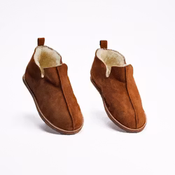 NORRNÄS Fårskinnstofllor Ankelhög, Cognac