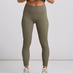 Tights Ribb, High Waist Dam - Green