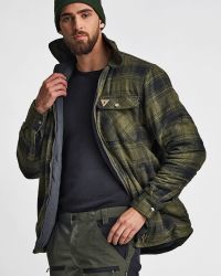 Overshirt Fodrad Flanell Herr, Skogsgrön
