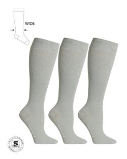 Grå Stödstrumpor Breda Vader, Bambu 15-21 mmHg 3-Pack