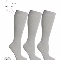 Grå Stödstrumpor Breda Vader, Bambu 15-21 mmHg 3-Pack