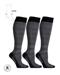 Mönstarde Stödstrumpor Breda Vader, Bambu 15-21 mmHg Svart 3-Pack