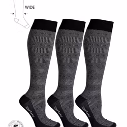 Mönstrade Stödstrumpor Breda Vader, Bambu 15-21 mmHg Svart 3-Pack