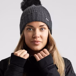 Pom Pom Beanie, Dark Grey Melange