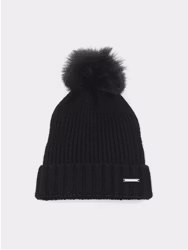 Pom-Pom Beanie, Black