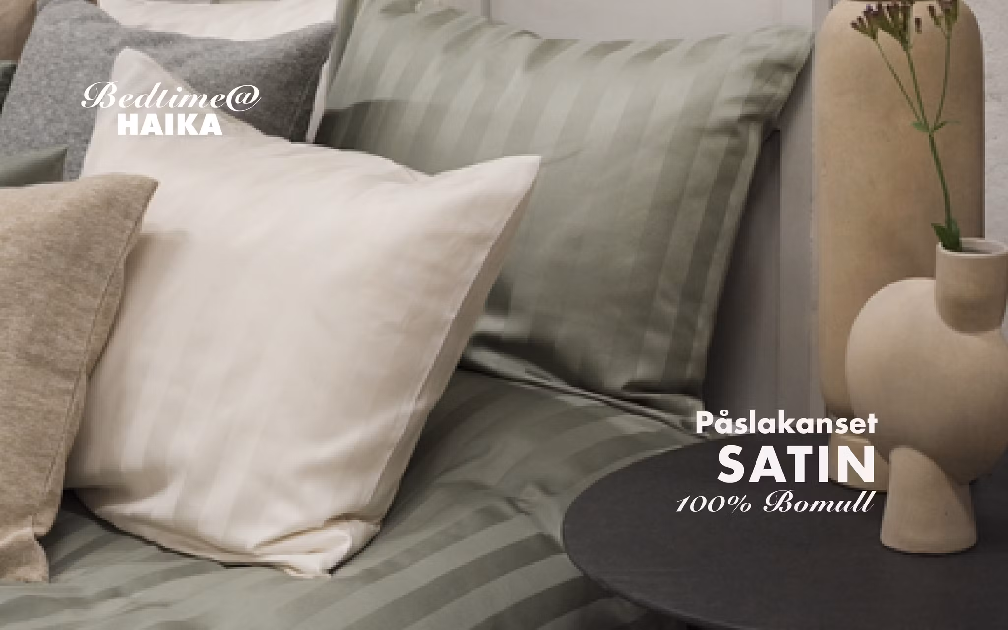 Påslakanset i Satin Lindblomsgrön