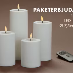 LED-Blockljus Deluxe Paket Ø7,5 Inomhus - VITA i Set av 4