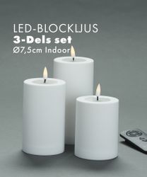 Inomhus Deluxe LED-Blockljus Paket Ø7,5 VITA Set av 3