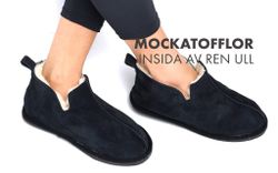 NORRNÄS Fårskinnstofllor Ankelhög, Svart
