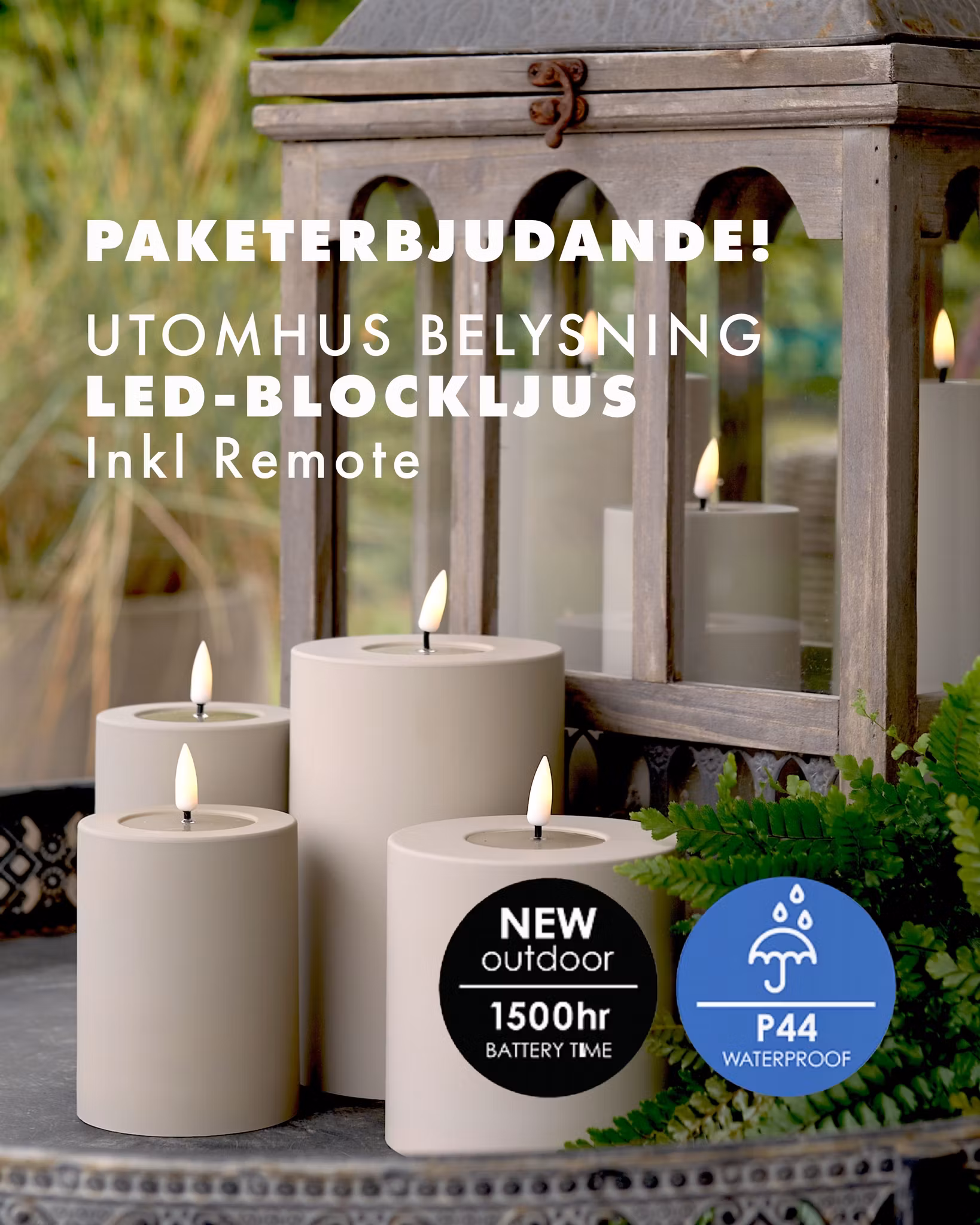 Utomhus LED-Ljuspaket - Sand inklusive Fjärrkontroll Set av 7