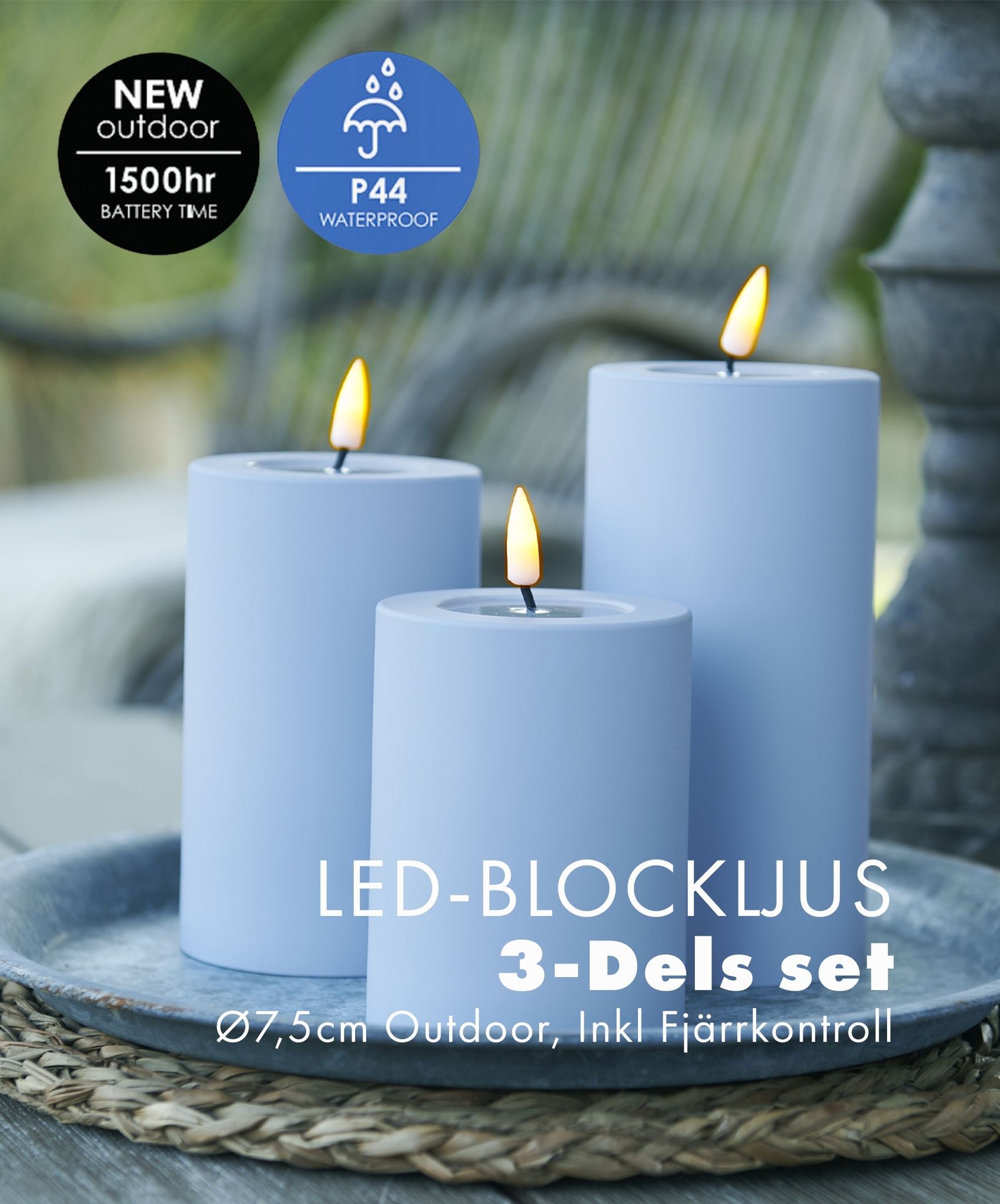 Utomhus LED-Ljuspaket Ø 7,5cm - Ljusblå