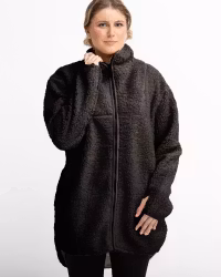 Long jacket Teddy Pile Dam, Svart