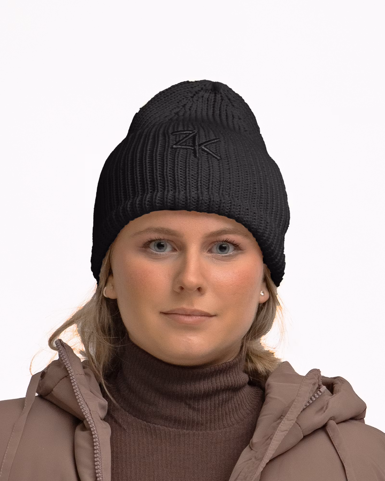 Ribbad Bomullsmössa Dam – Oversized Fit, Svart