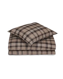 Flanell Påslakanset Fjällnäs i Eco-Bomull - Brunrutigt