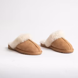 SANDEFJORD Fårskinnstofflor, Beige