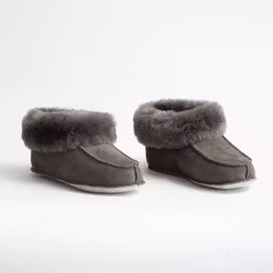 NARVIK Fårskinnstofflor Ankelhög, Mörkgrå