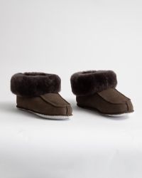 NARVIK Mjuka Ankelhöga Fårskinnstofflor, Chocolate