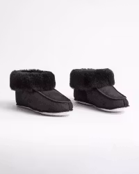 NARVIK Mjuka Ankelhöga Fårskinnstofflor, Black