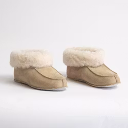 NARVIK Fårskinnstofflor Ankelhög, Sand