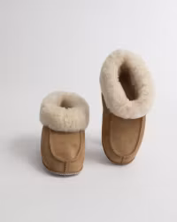 NARVIK Fårskinnstofflor Ankelhög, Beige