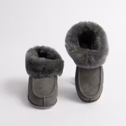 NARVIK Fårskinnstofflor Ankelhög, Mörkgrå