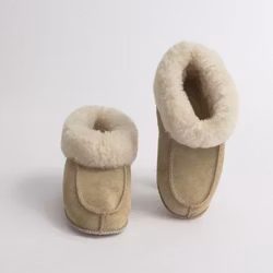 NARVIK Fårskinnstofflor Ankelhög, Sand