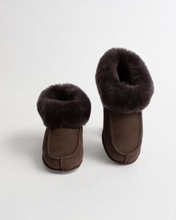 NARVIK Mjuka Ankelhöga Fårskinnstofflor, Chocolate