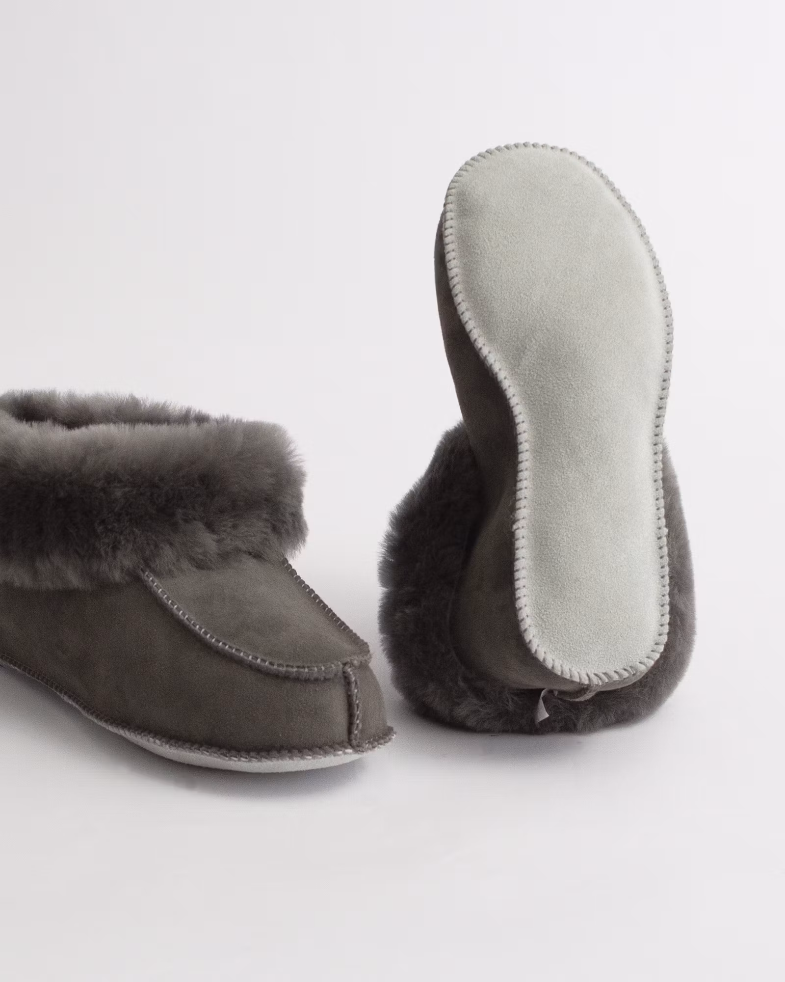 NARVIK Mjuka Ankelhöga Fårskinnstofflor, Grey