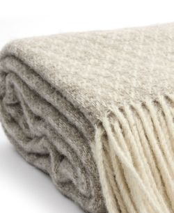 Mönstrad Ullpläd Taupe 170x130cm