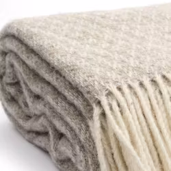 Ullpläd 130 x 170cm Skaftvävd Taupe/Vit