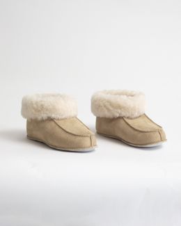 KID'Z NARVIK Mjuka Ankelhöga Fårskinnstofflor, Sand