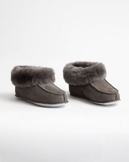 KID'Z NARVIK Mjuka Ankelhöga Fårskinnstofflor, Grey