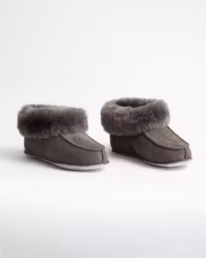 KID'Z NARVIK Mjuka Ankelhöga Fårskinnstofflor, Grey