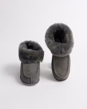 KID'Z NARVIK Mjuka Ankelhöga Fårskinnstofflor, Grey