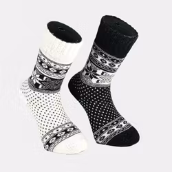 Frottéstickade Ullsockar Snowstar Svart/Vit 2-pack