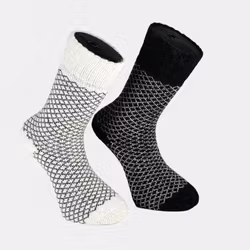 Frottéstickade Ullsockar Nest Svart/Vit 2-pack