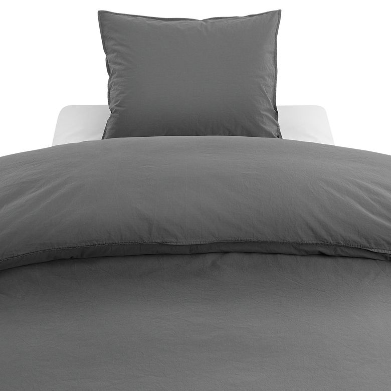 Påslakanset Waveless Percale - Grafitgrå