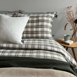 Påslakanset Fjällnäs Flanell eco-bomull, Grön-ruta
