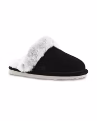 NANCY Fårskinn Slippers, Black/Grey