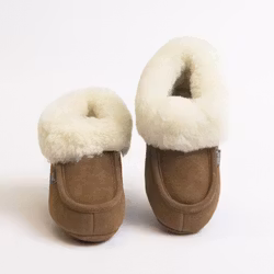 LONDON Fårskinnstofflor, Axelda - Chestnut/Crème