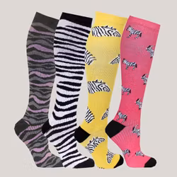 4-Pack ZEBRAS-Mönstrade  Stödstrumpor 11-14 mmHg
