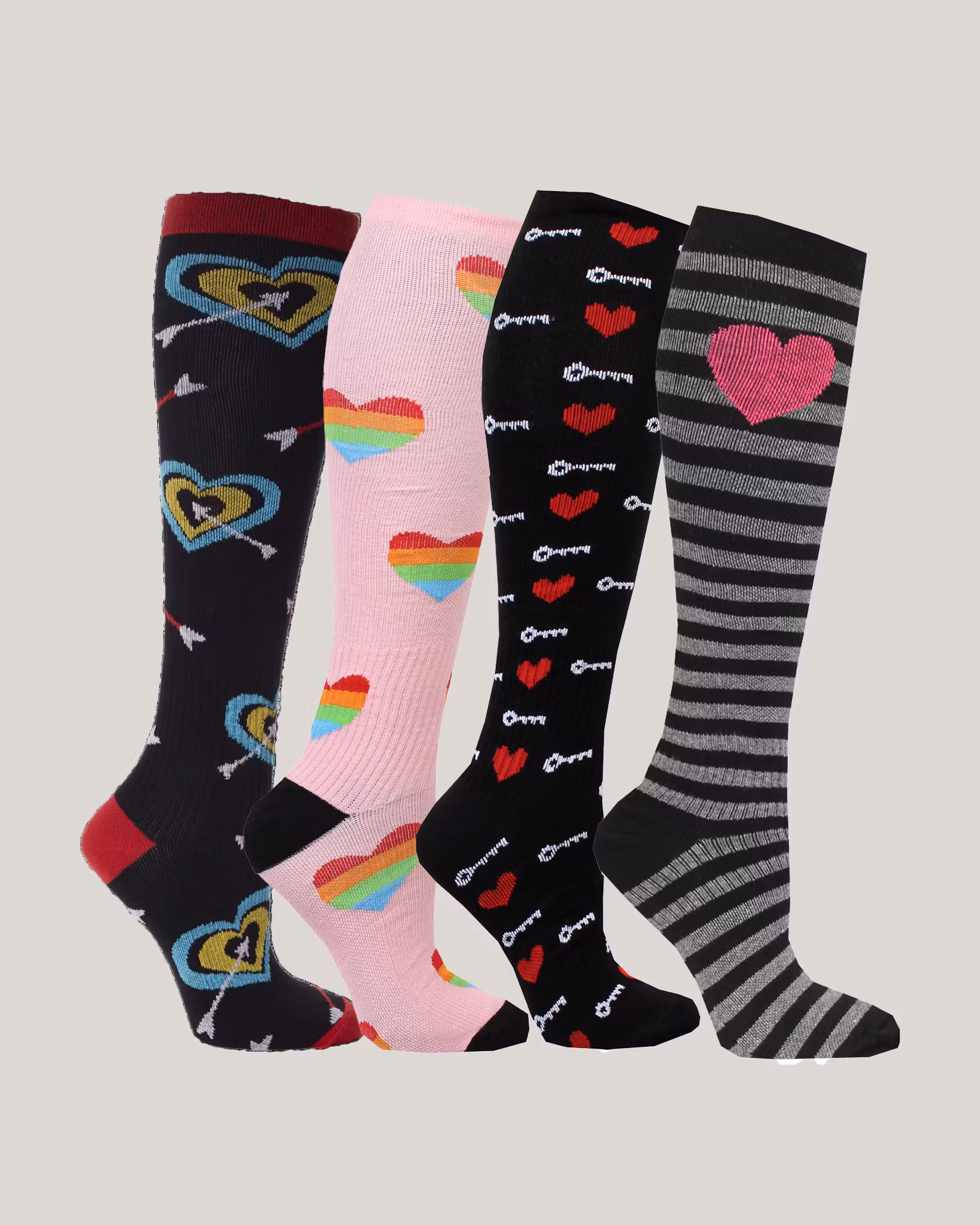 4-Pack INLOVE-Mönstrade  Stödstrumpor 11-14 mmHg