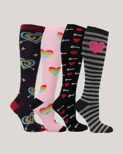 4-Pack INLOVE-Mönstrade  Stödstrumpor 11-14 mmHg