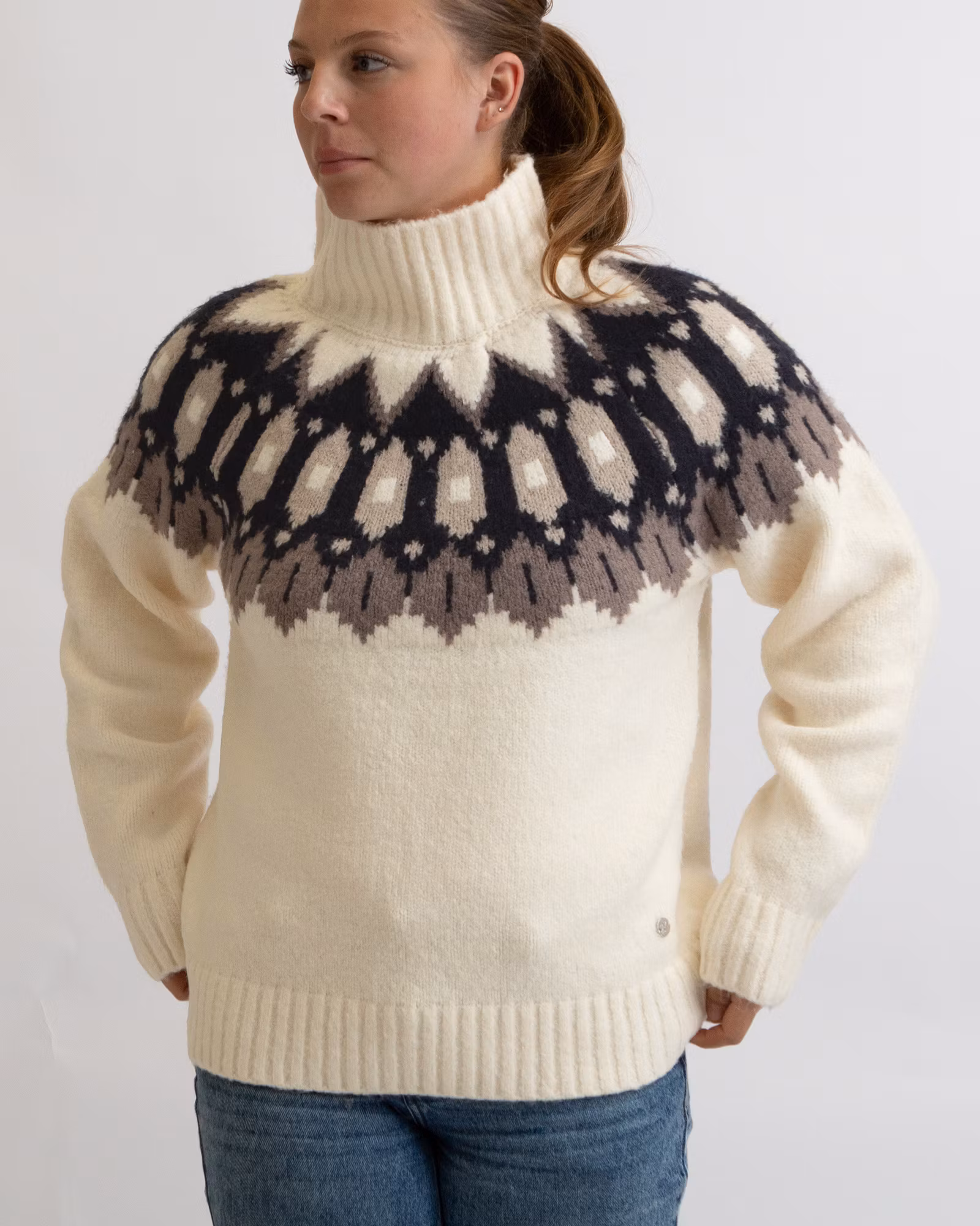 Stickad Tröja Heidi Dam, Off-White Comb