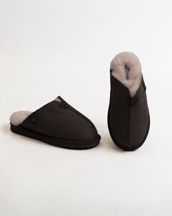 ÅBO Fårskinnstofflor från Axelda, Black/Stone