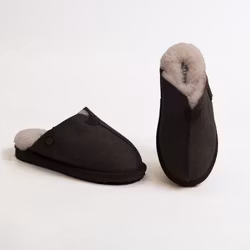 ÅBO Fårskinnstofflor - Axelda, Black/Stone