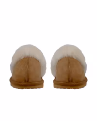 NANCY Fårskinn Slippers, Chestnut/Creme