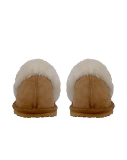 NANCY Fårskinn Slippers, Chestnut/Creme