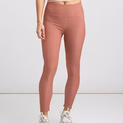 Tights Ribb, High Waist Dam - Coral