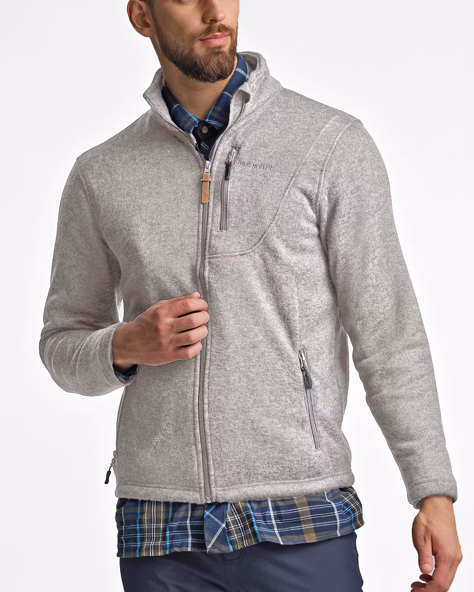 Flatfleece jacka Herr – Light Grey